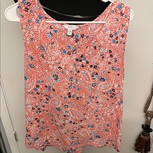Time and Tru Coral Paisley Tank with Blue and White Accents
